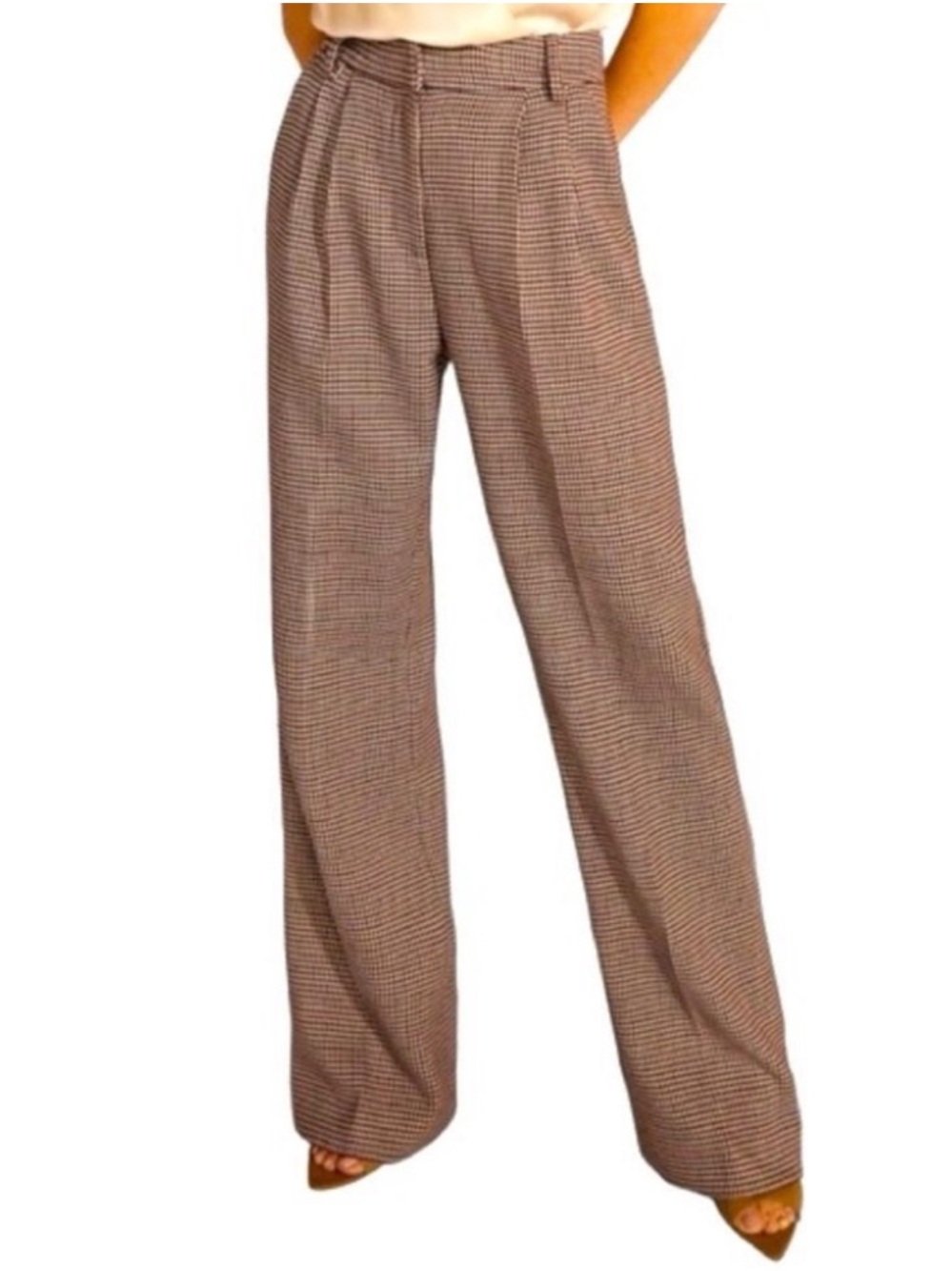 HOUSE OF HARLOW 1960 Plaid Pleated Trouser Pants Subtle Sequins Size Medium